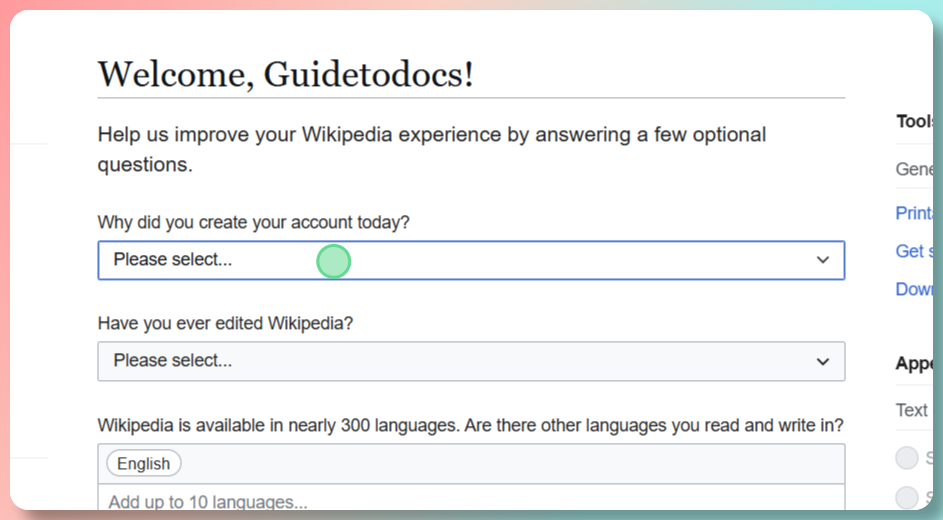 Selecting primary goal from dropdown